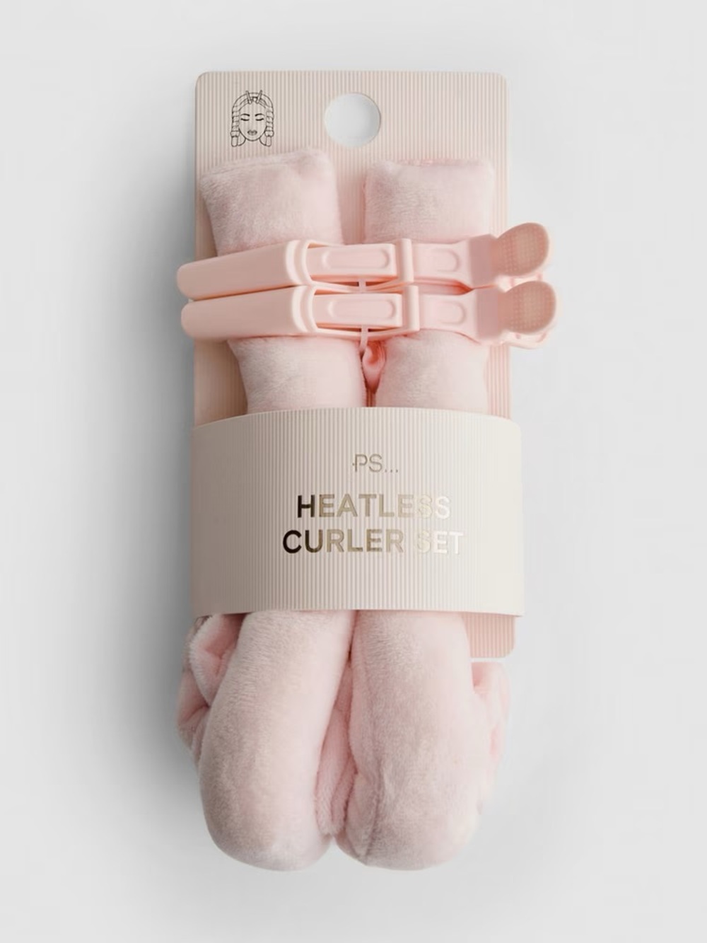 Heatless Curler Set with clips & scrunchies - Soft Pink